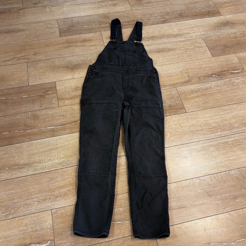 REI Co-op Womens Double Front Workwear Overalls Black Canvas Size 6